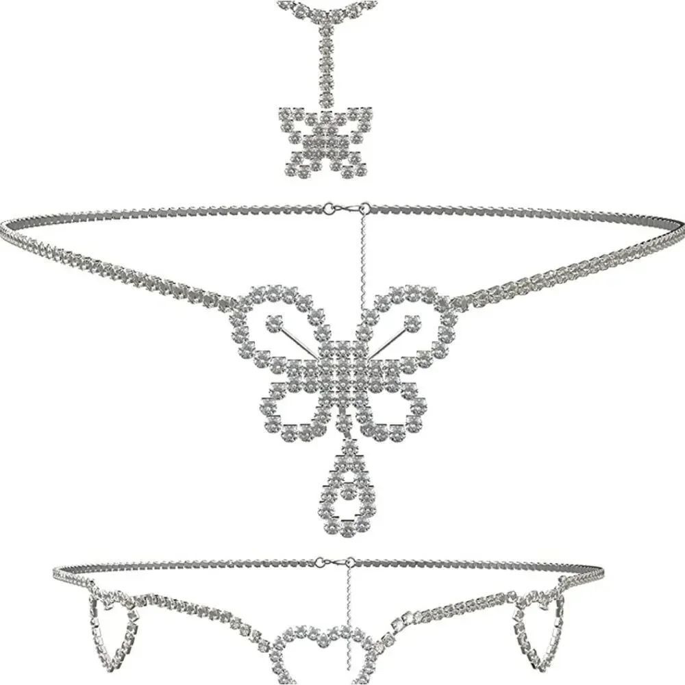 New Emiristic 3-Piece Set Rhinestone Body Chain Sexy Waist Chain